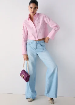 Camicia boxy con ricami gioiello