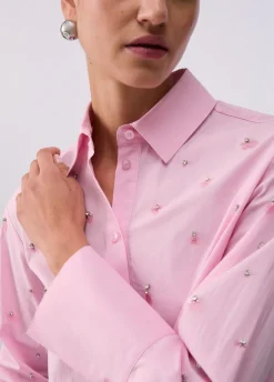 Camicia boxy con ricami gioiello