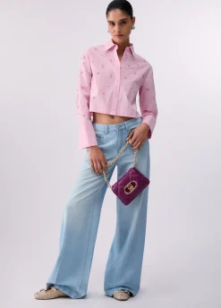 Camicia boxy con ricami gioiello
