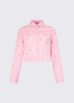 Camicia boxy con ricami gioiello