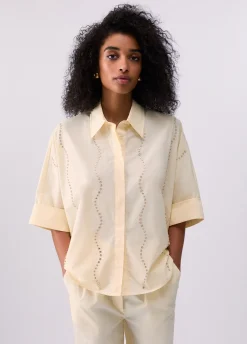 Camicia con applicazioni gioiello
