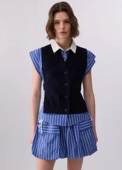 Camicia con inserti in maglia