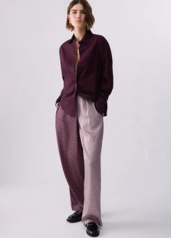 Camicia con inserto in raso jacquard