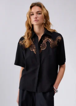 Camicia con ricamo traforato