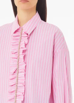 Camicia con rouches a righe