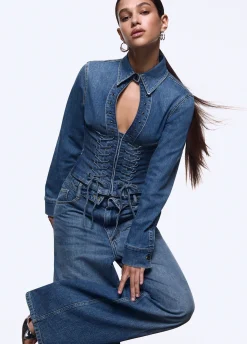 Camicia in denim con stringhe