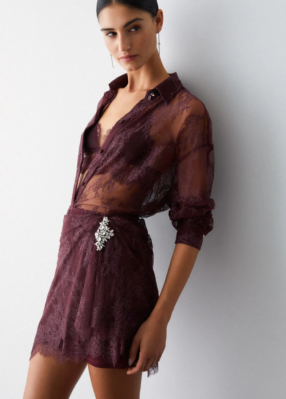 Camicia in pizzo chantilly