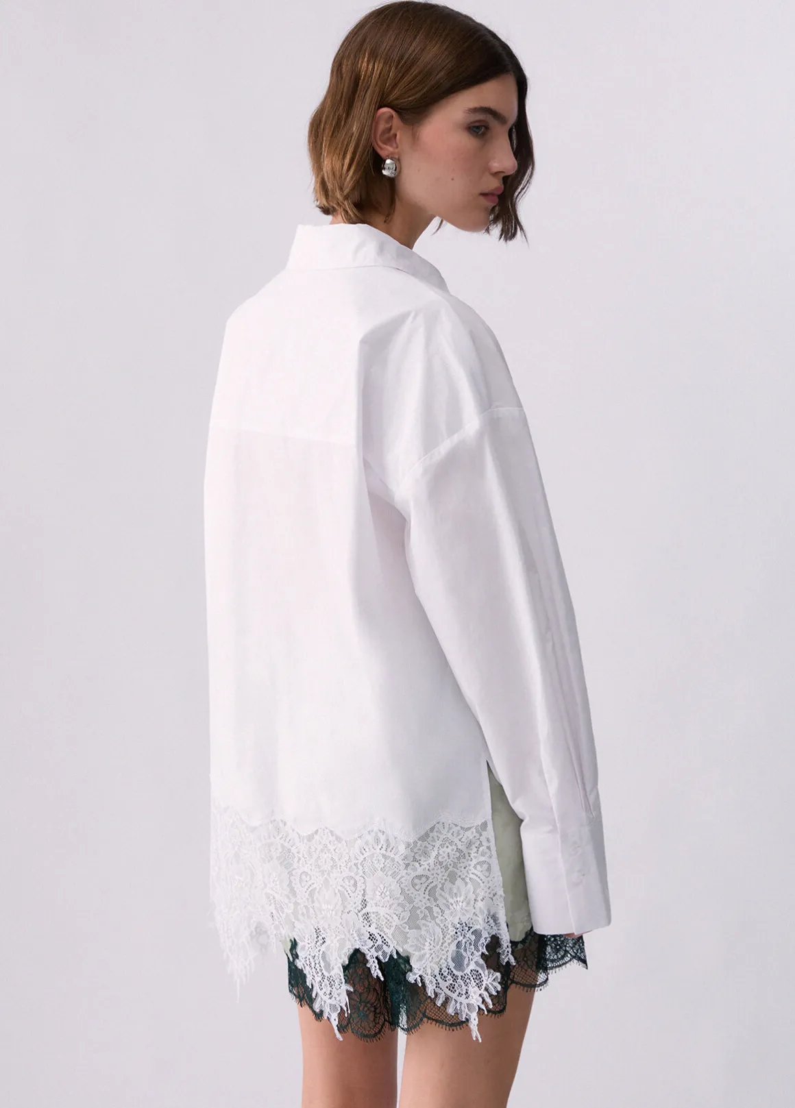Camicia in popeline con pizzo