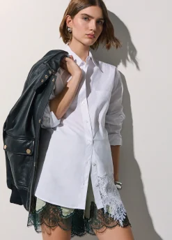Camicia in popeline con pizzo