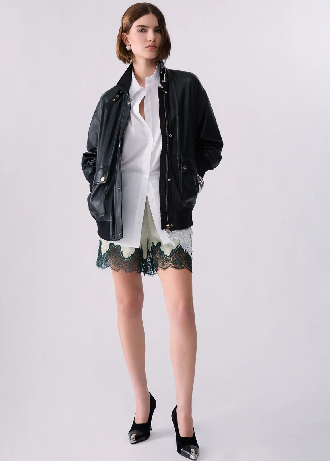 Camicia in popeline con pizzo