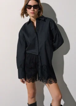 Camicia in popeline con pizzo