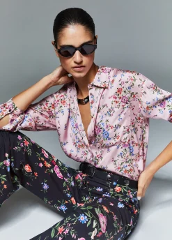 Camicia in raso a fiori