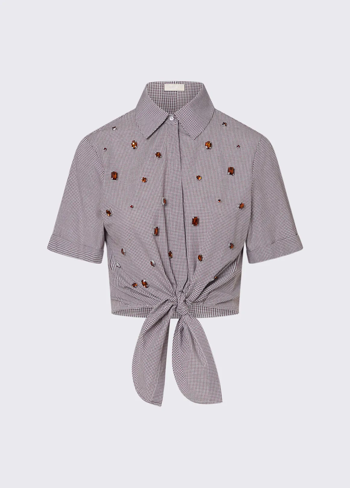 Camicia in vichy con ricami gioiello