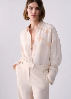 Camicia jacquard con ricami gioiello