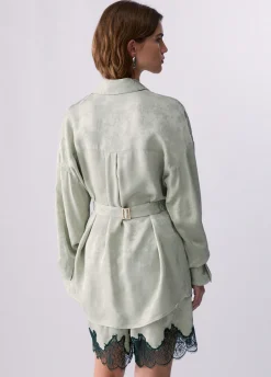 Camicia jacquard con ricami gioiello