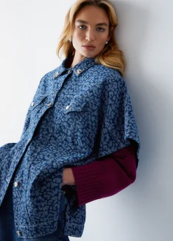 Cappa in denim animalier