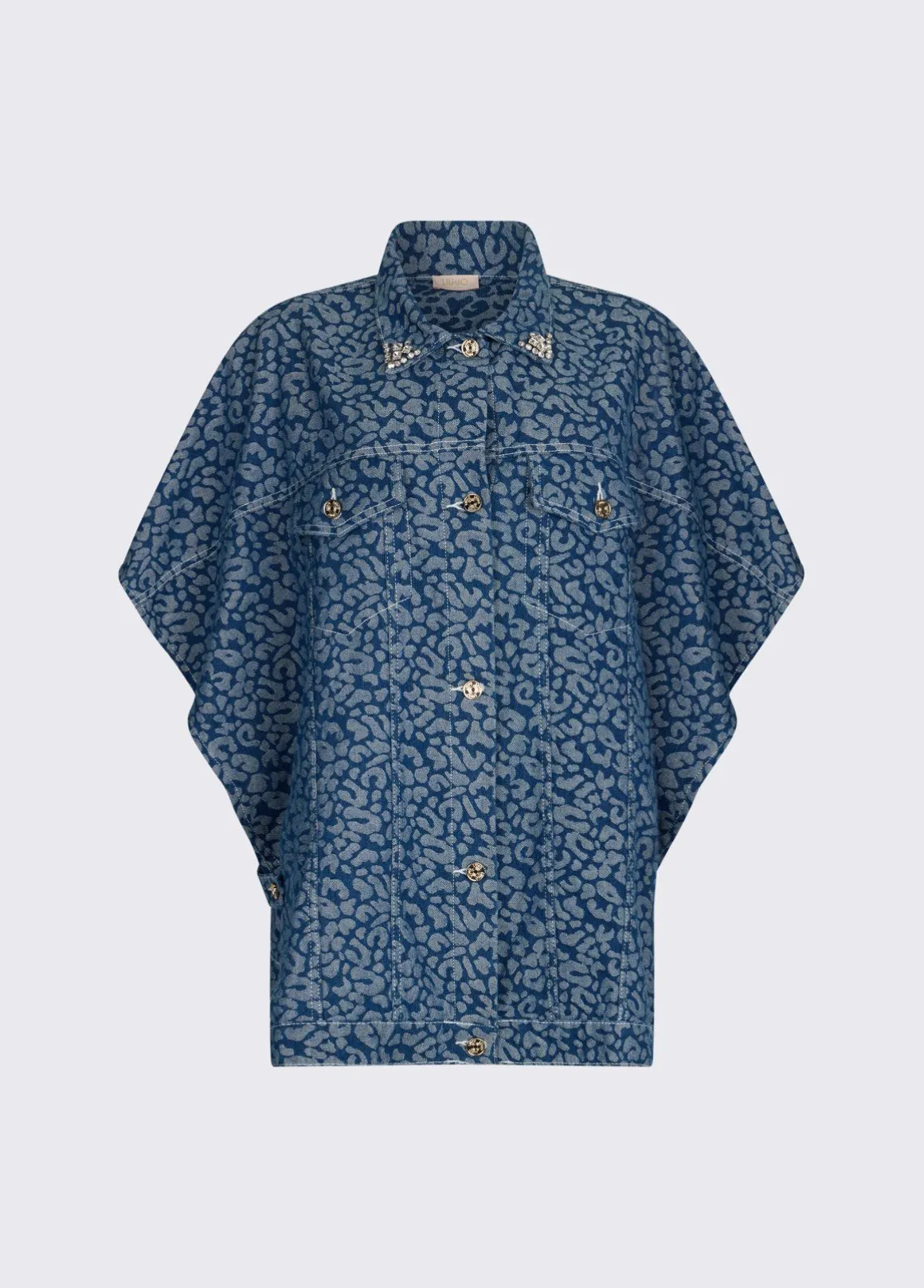 Cappa in denim animalier