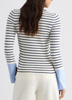 Cardigan a righe con colletto