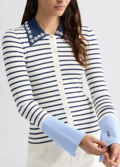 Cardigan a righe con colletto