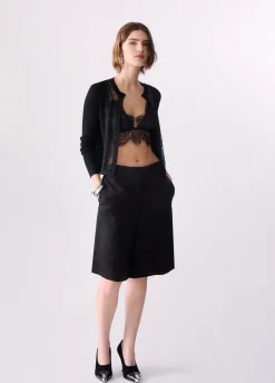 Cardigan con inserto in pizzo