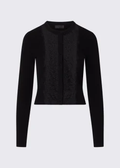 Cardigan con inserto in pizzo