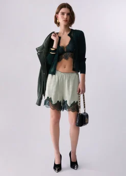 Cardigan con inserto in pizzo