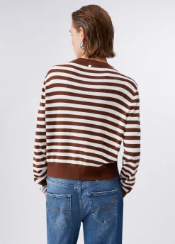 Cardigan con inserto in twill stampato