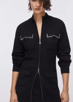 Cardigan con zip e cintura