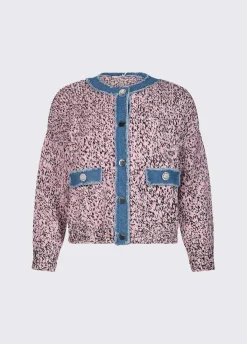 Cardigan mouliné con bottoni gioiello