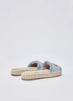 Ciabatte in denim con maxi logo