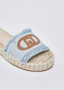Ciabatte in denim con maxi logo