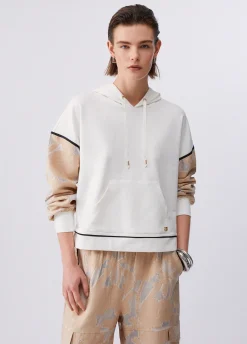 Felpa con cappuccio e dettagli in organza