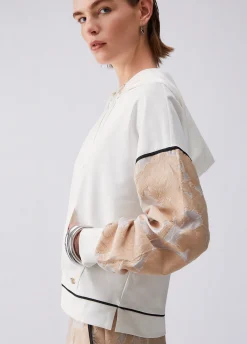 Felpa con cappuccio e dettagli in organza