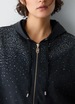 Felpa con cappuccio e strass