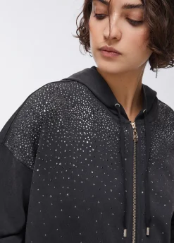 Felpa con cappuccio e strass