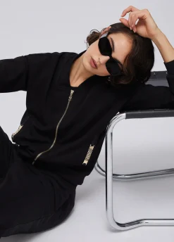 Felpa con zip e dettagli chain