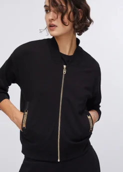 Felpa con zip e dettagli chain