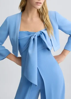 Giacca cropped in envers satin
