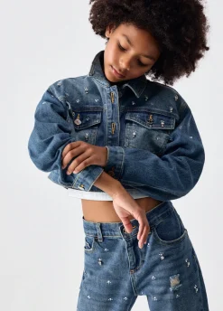 Giacca di jeans con ricami gioiello