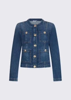 Giacca in denim con bottoni logati