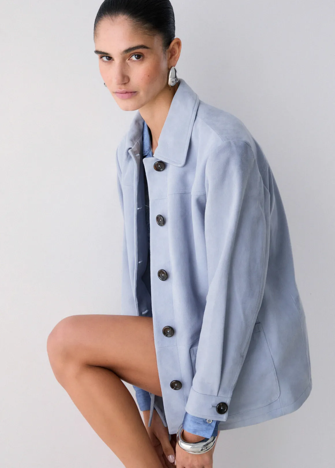 Giacca in pelle scamosciata