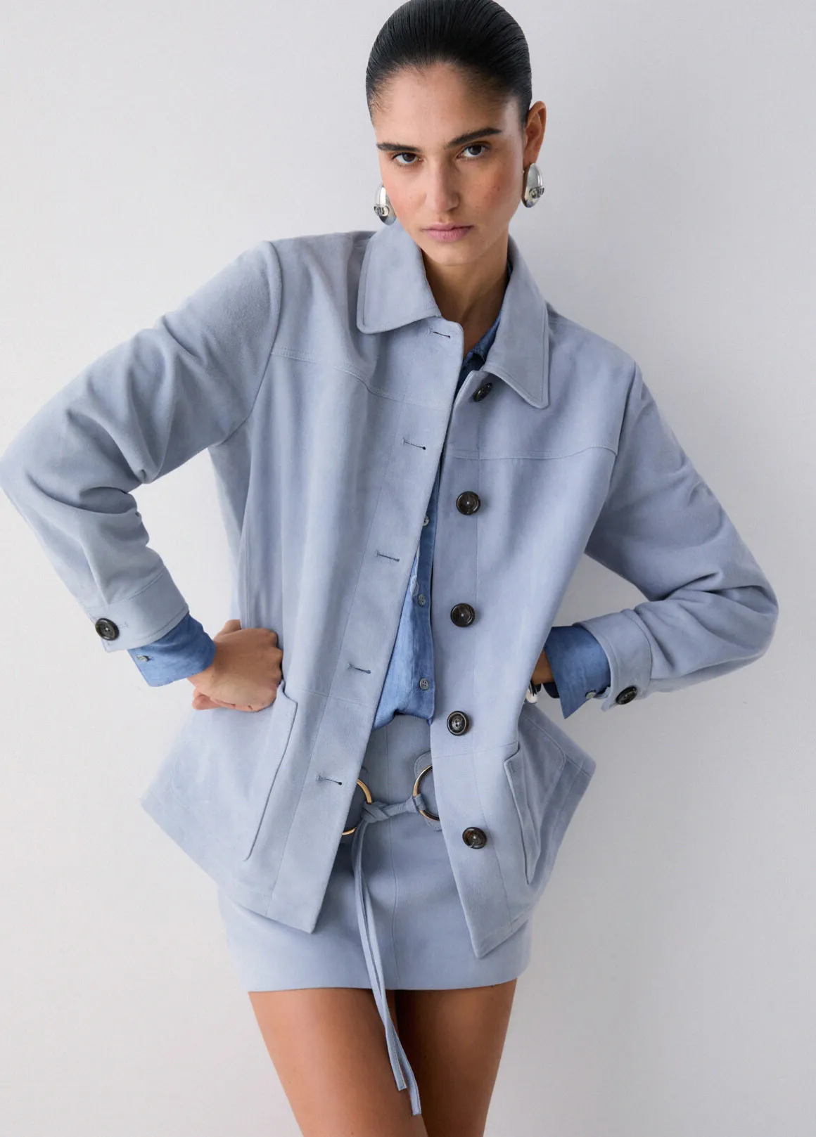 Giacca in pelle scamosciata