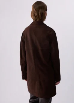 Giacca lunga in suede