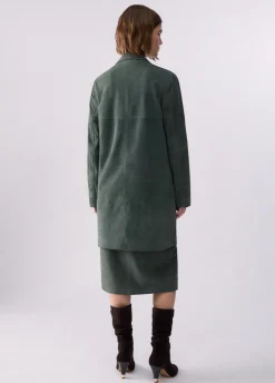 Giacca lunga in suede