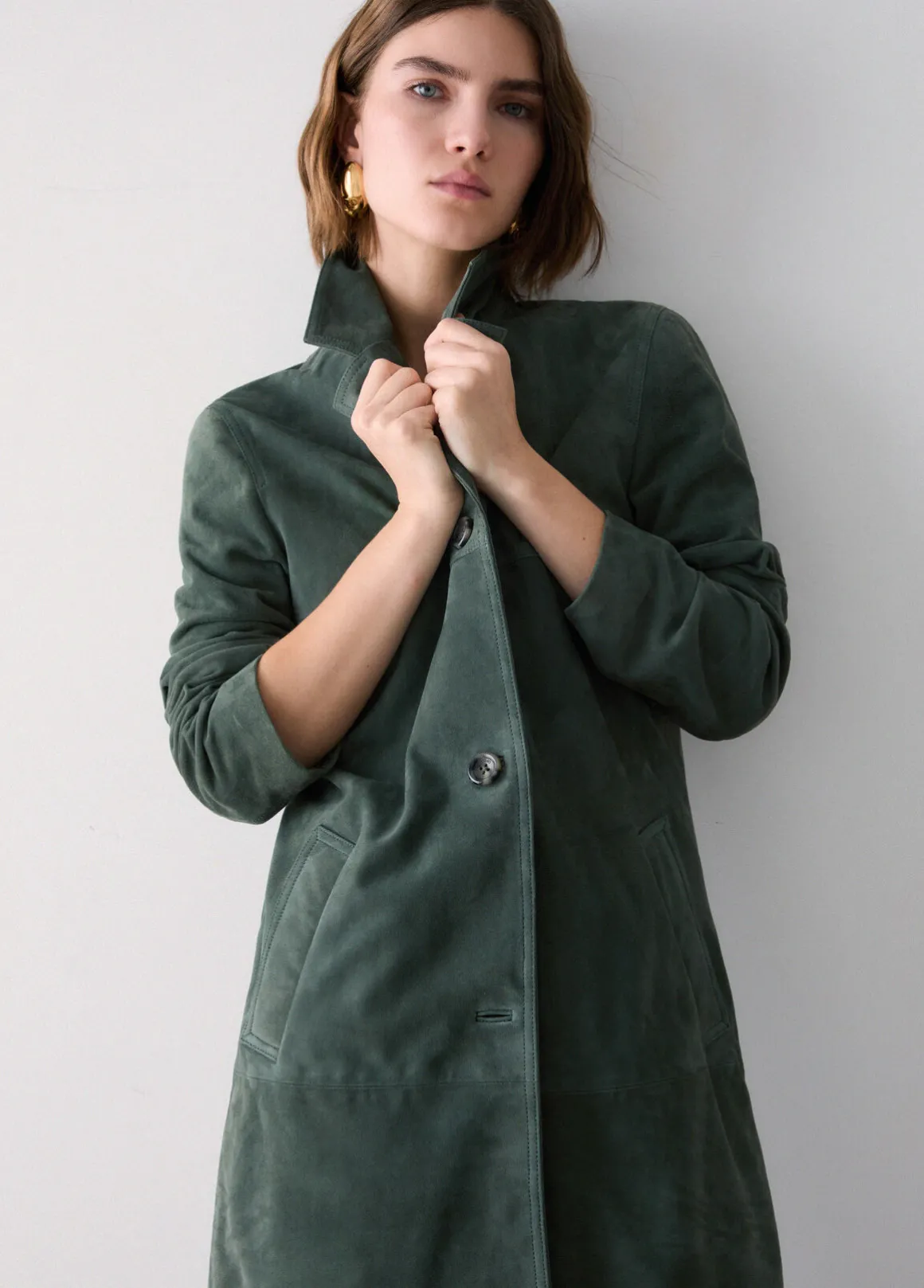 Giacca lunga in suede