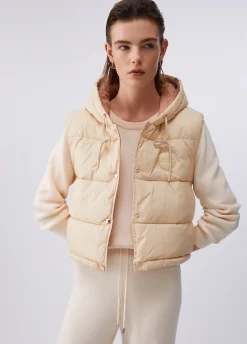 Gilet cropped con cappuccio
