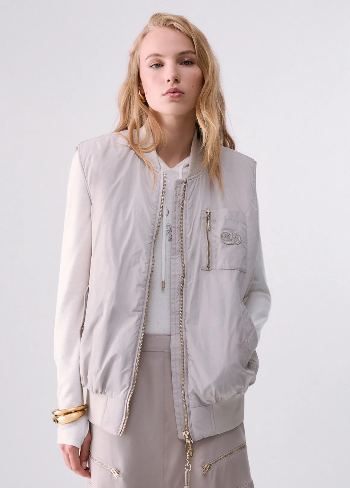 Gilet oversize in glossy nylon
