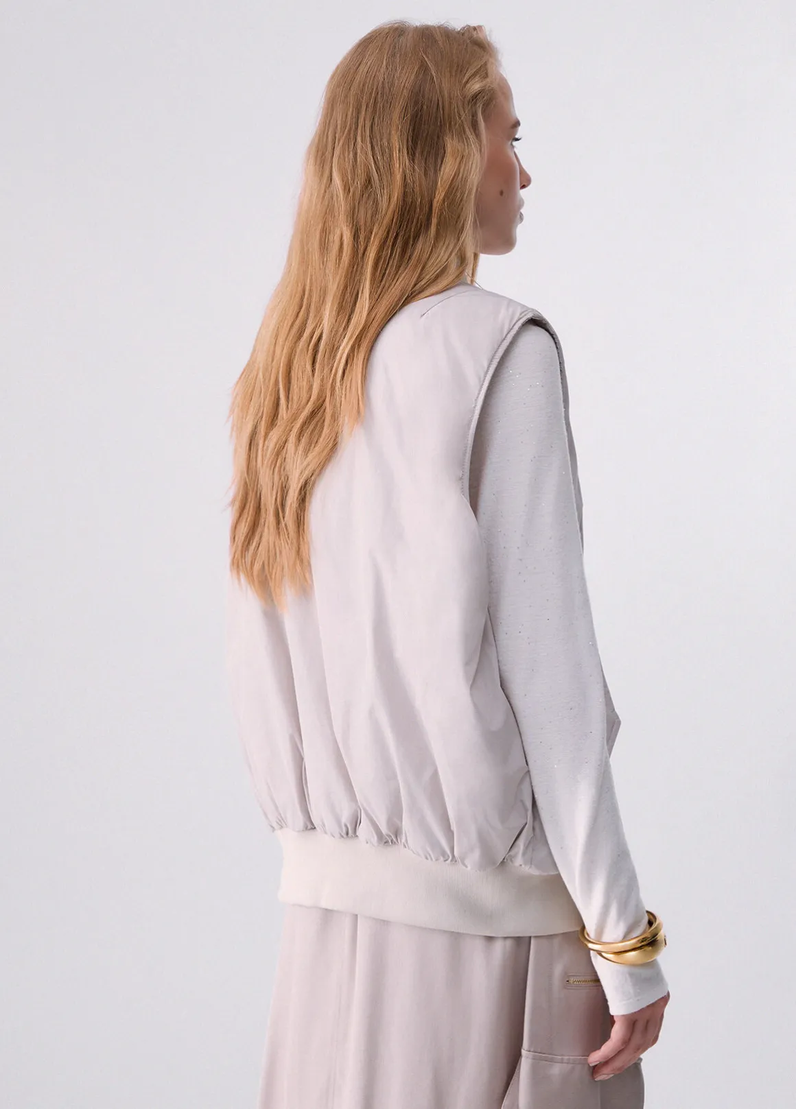 Gilet oversize in glossy nylon