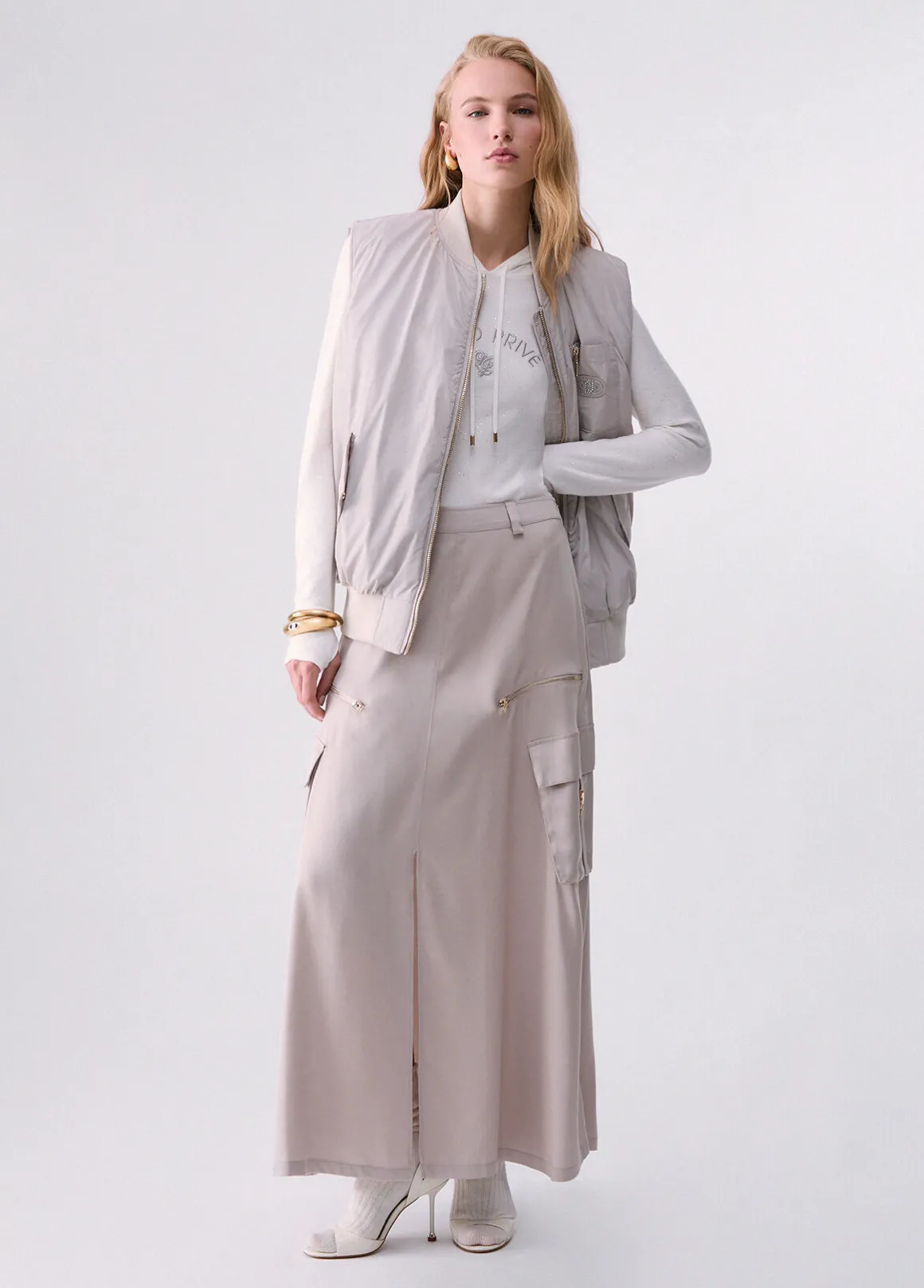 Gilet oversize in glossy nylon