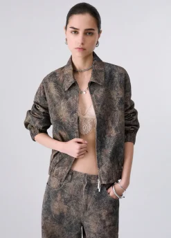 Giubbotto oversize con stampa glitter